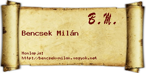Bencsek Milán névjegykártya